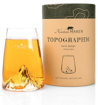Alaskan MAKER Verre long 450ml - Verre Borosilicate de qualité supérieure soufflé artisanalement avec les montagnes en relief | Cocktail, bière ou soft TOPOGRAPHIC (Matterhorn/Cervin)