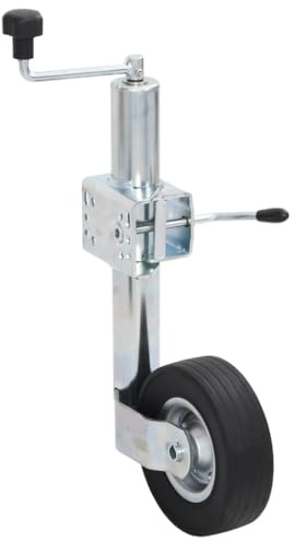 vidaXL Stützrad, Anhängerstützrad mit Klemme Vollgummirad, Anhängerrad für Anhänger Wohnmobile, Stützradschelle Klemmhalter, Verzinkter Stahl