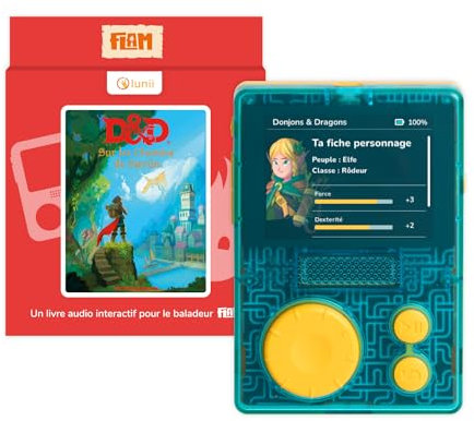Lunii - Coffret baladeur interactif FLAM + Livre Audio à Jouer D&D (Donjons et Dragons - Hasbro) - pour Enfants de 7 à 12 Ans - 2 Livres Audio interactifs Inclus