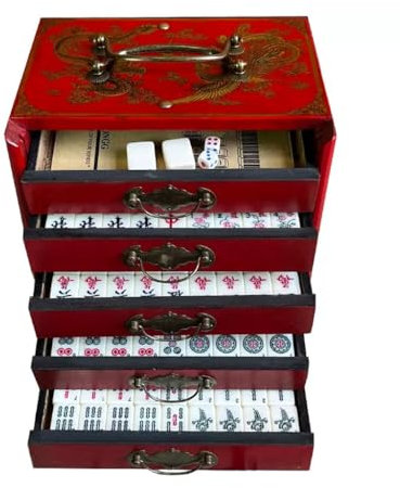 Chinesisches Mahjong Spiel Set, 25mm Mini Mahjong Kacheln, Englisch Mit Zahlen Mutter Mahjong Kacheln, Reisen, Familientreffen, Vintage Traditionelles Mahjong Set