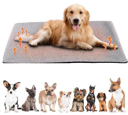 Sporgo Coperta Termica per Gatti e Cani, Autofiscaldante, Lavabile, Soffice, Grigio, 65 x 95 cm