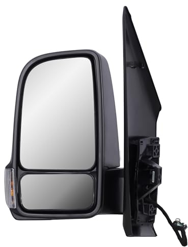 Außenspiegel Links Spiegel Elektrisch und Beheizbar Manuelle Einklappbar Mattschwarz Abdeckung Kappe Für Mercedes Sprinter 907/910 2019-2024