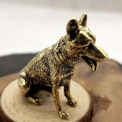 DUOLAIYUNSO Bronzefigur, 4 x 3,8 cm, Messing-Hundestatue, Feng Shui, Messing-Tees, Haustier-Skulptur, Kunstwerke Hund, Messingfigur für Wohnzimmer, Büro, Schlafzimmer, Heimdekoration