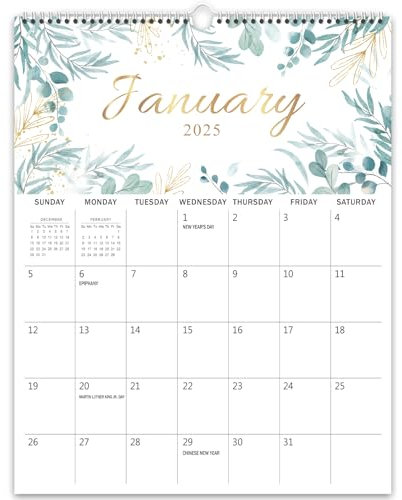 GuassLee Wandkalender 2025 2025 Kalender Wand,18 Monate Hängekalender Januar 2025 bis Juni 2026, 35,6 x 27,9 cm, Monatsplaner Wand mit dickem Papier, Pflanzendesign für Büro, Schule, Heimlehrer