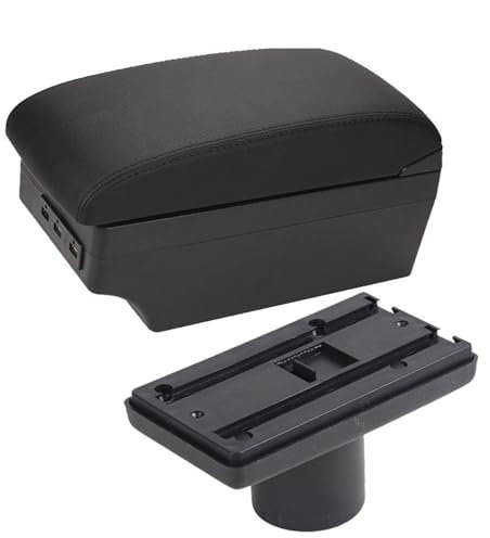 Apoyabrazos para coche Compatible con Seat para Ibiza 6j 6L 2012-2019 Caja de Almacenamiento para reposabrazos de Coche Organizador de Consola Central Portavasos USB Cenicero Piezas Interiores(A Black