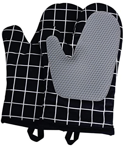 OKUMEYR Thick Oven Gloves Grey Kitchen Baking Mittens Nonslip Heat Resistant Mittens