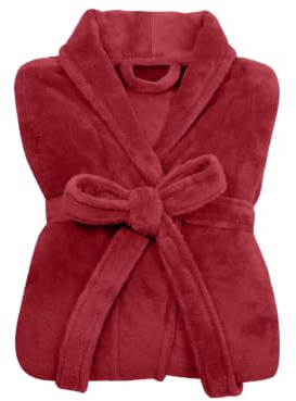 npluseins Peignoir de bain en polaire moelleuse avec col châle – Femme & Homme, S, Bordeaux
