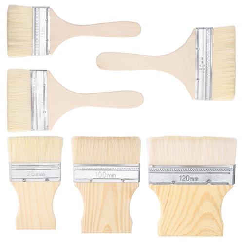 CHGCRAFT 6 Stück 6 Stile Ziegenhaar Pinsel Flach Paddel Pinsel Set Borstenpinsel Synthetische Borsten Malerei Pinsel mit Holzgriff für Home Improvement verwenden Pinsel, gemischte Farbe