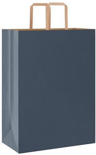 vidaXL Papiertragetaschen 250 Stk., Papiertüten mit Henkeln, Kraftpapiertüten, Geschenktüten für Einkaufen Hochzeiten Verpackungen Partys Geburtstag Weihnachten, Blau 32x17x44cm