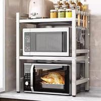 Estantería extensible para microondas de 3 niveles, soporte de acero al carbón para microondas, colgante, almacenamiento de cocina