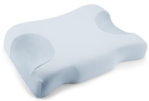 Royalisneeo Almohada de belleza para espalda y estómago y almohada para dormir de lado para dolor de cuello y hombros, almohada de espuma viscoelástica para antiarrugas y antienvejecimiento, azul