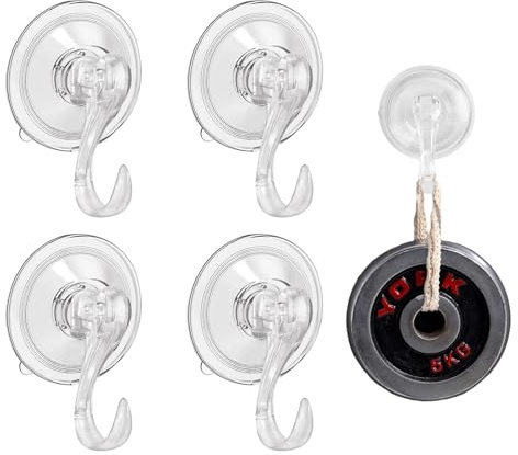 4 Piezas Gancho Ventosa 7cm, 5kg Reutilizable Potente Impermeable para el Hogar, Baño, Ducha, Cocina, Casa, Cristal