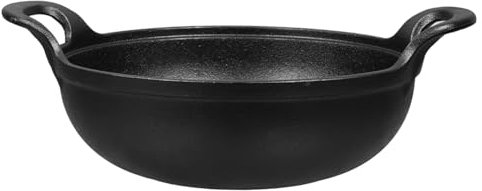 VALICLUD Cocotte en Fonte 20 Cm Épaisse Poêle à Frire en Fonte Naturelle Revêtement Antiadhésif Résistante la Chaleur Cuisson Maison et Camping Marmite Unique Compacte