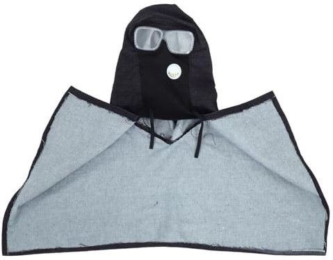 Homoyoyo Soft Denim Protective Hood with Goggles Comfortable Breathable Sandblasting Gear Unisex Shawl Design for Woodworking and DIY Stain Resistant and Easy Maintenance