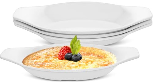 Mini Dessertteller, Hioph Bananenboot-Eiscreme-Teller, 4er-Set Bootsteller, ovale Dessertteller mit Griffen für Salate, Nudeln, Steak
