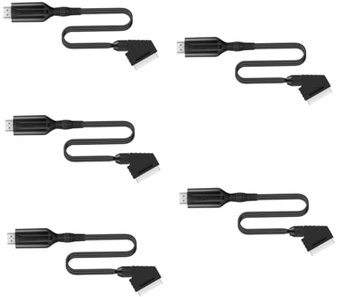 DIYEAH 5 Pièces Convertisseur Scart vers Adaptateur Audio avec Câble Compatible Tv Vhs Dvd Sortie sans Installation de Design