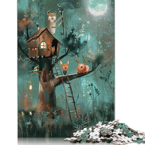 1000 Piece Treehouse Dreams – Forest Magic at Night Creative Square Jigsaw Puzzles for Adults & Wooden Puzzles Stress Relief Puzzle Games And Unique 1000pcs (75x50cm)