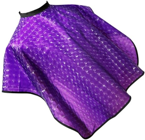 minkissy Waterproof Hair Coloring Cape Stylish Purple Salon Shawl for Women and Hairstylists and Pvc Material with Easy to Dry Cloth for Dyeing and Hairdressing Sessions