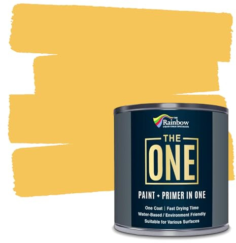 THE ONE All-In-One Paint & Primer - Yellow Satin, 250 ml | Multi-Surface 1 Coat Formula | Easy Indoor & Outdoor Decorating for Home & Garden Walls, Floors & Furniture | Durable, Water-Based & Low VOC