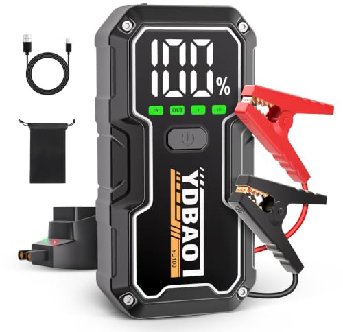 YDBAO Arrancador de Coches 8000A 12V para Todo Gas o 10L de Diésel