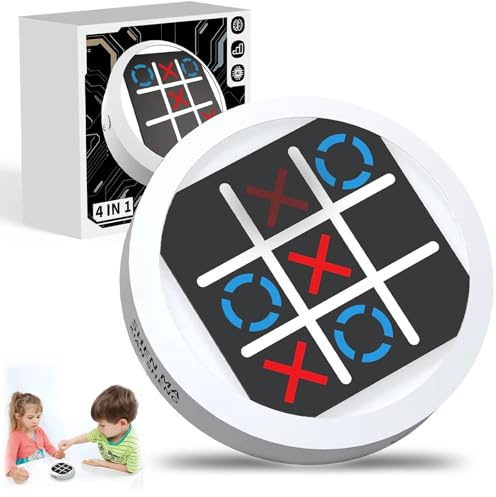 ONGNIUU Tic Tac Toe, 4 in 1 Tris Elettronico, Trio Gioco da Tavolo Multifunzionale, Gioco Rompicapo Portatile Tre in Uno, Console di Gioco da Viaggio per Bambini e Adulti (Bianco)