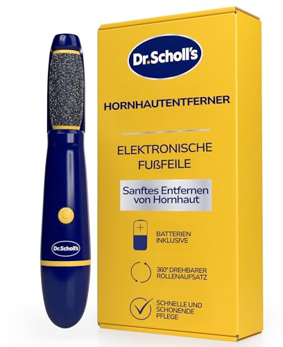 Dr. Scholl’s Hornhautentferner Elektrische Pediküre-Fußfeile – sofortiges Abfeilen & Entfernen von harter Haut und Verhornungen, weichere, glattere Füße, sanftes Polieren, AAA-Batterien inklusive