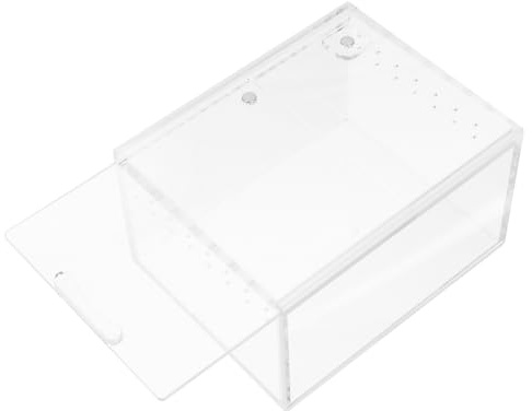 YARNOW Terrario Acrílico Transparente Agujeros de Ventilación para Reptiles Que Impide Fugas Caja para Pequeños Reptiles Adecuado para Suministro y Cría Segura