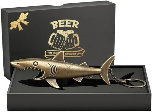 Shark-Shaped Bottle Opener – Vintage Zinc Alloy Beer Opener, Portable Key Ring Accessory for Beach Bar Decor, Unique Gift for Dad, Husband, Boyfriend, Grandpa (Father's Day, Birthday, Christmas)
