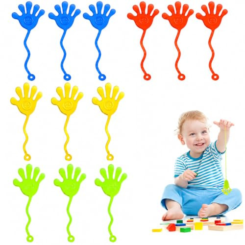 GNALIA Pack of 12 Pinata Clapping Hands, Colourful Slime Hand as Party Bags & Guest Gift for Children's Birthday, Standard Size