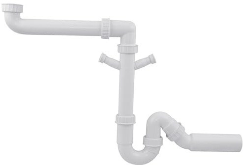 BLANCO Geruchsverschluss Spezial 1,5x 50 mm (Abgang Ø=50 mm) | Flache | 1½ Becken | Wird beim Einbau eines Abfallsammlers empfohlen, mit zwei Spülmaschinenanschlüssen