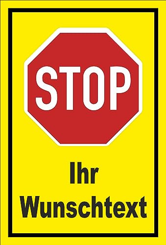 Melis-Folienwerkstatt Schild Stop - Ihr Wunschtext – 30x20 cm – 3mm Hartschaum – mehrere Größen/Materialien