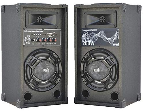 PLUG & SOUND COPPIA CASSE AMPLIFICATE KARAOKE 200W LED + BLUETOOTH + USB/SD