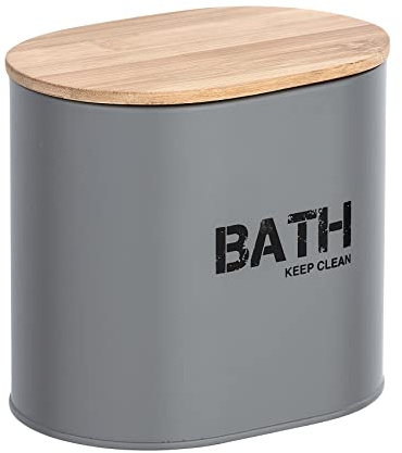 WENKO Badbox Gara mit Deckel Grau - Aufbewahrungsbox, Badkorb, Stahl, 14.5 x 13.5 x 10.5 cm, Grau