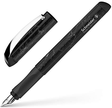 Schneider Glam VIP Füller (für Rechts- und Linkshänder, inkl. Tintenpatrone königsblau) mineral black, 1 Stück (1er Pack)