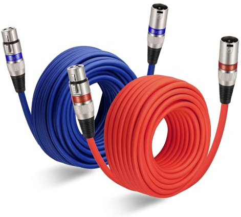 EBXYA XLR Kabel 2-Pack 15M - Symmetrisches Mikrofonkabel & DMX512 Patchkabel - Je 15m Stecker auf Buchse für Mikrofon, Podcast, Bühne, Studio (2 Stück)