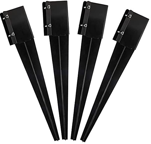 kdgarden Fence Post Anchor Metal Ground Spike Heavy Duty Black Coated Powder Fences Stakes Posts Support Base for 4x4 Mailbox or Fence Post, 24x4x4 Outer Dia (3.5x3.5 Inner Dia), Pack of 4