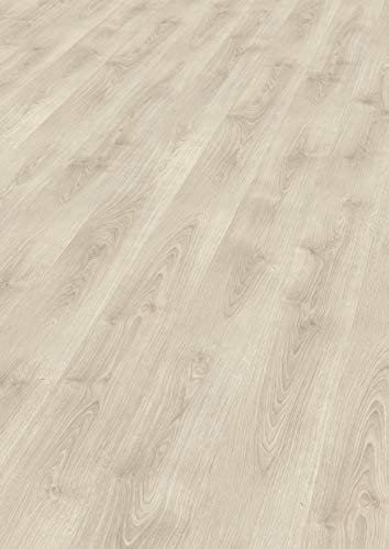 EGGER Basic Laminatboden EBL046 Wilson Eiche weiss (7mm, 2,494m²) | authentische Holzoptik | | Einfache Verlegung durch CLIC It! System | Praktisch & wertbeständig