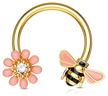 CM Crareesi Mania Septum-, Bienenknorpel-, Kreolen-, Daith- und Nasenringe, 316L Edelstahl, Blume, Hufeisen, Rook, Tragus, Helix-Piercing, Schmuck