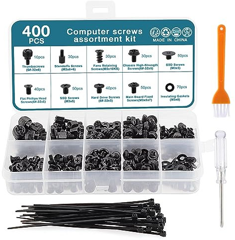 HSEAMALL 432 unids tornillo de ordenador separador set PC placa base tornillos espaciadores con destornillador para caja placa base HDD SSD ventilador