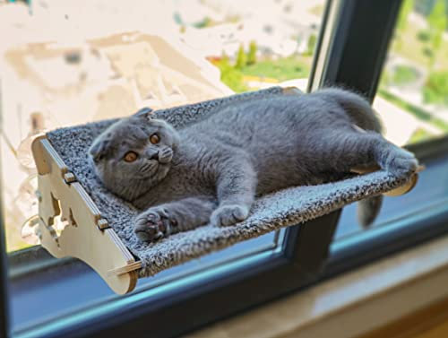 Hamac de Fenêtre pour Chat, Lit de Siège de Fenêtre avec Ventouse à Bouton lit Suspendu pour Animal de Compagnie, Durable Solide Facile à Installer, 6 Puissantes Ventouses Jusqu'à 15 Kg 46 * 29 cm