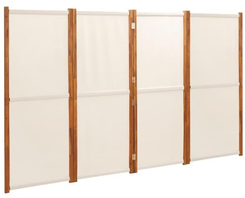 vidaXL Divisorio a 4 Pannelli Bianco Crema 280x180 cm
