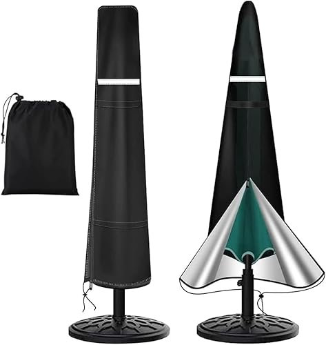 TIECHI Parasol Cover, 210D Oxford Patio Garden Parasol Covers Waterproof with Storage Bag, UV Protection and Weather Resistant Umbrella Covers for Outdoor Umbrellas (175 X 30 X 35cm)