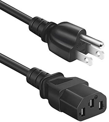 Universal 3-Prong AC Power Cable for Computer, TV, Monitor and More, 6 Feet (1.82 Meters), Black