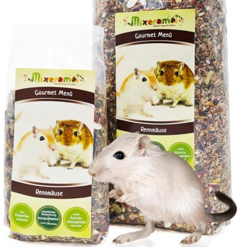 Mixerama Rennmäuse Gourmet Menü - artgerechtes Mäusefutter für die Rennmaus Gerbil ohne Pellets Kleintierfutter Alleinfutter