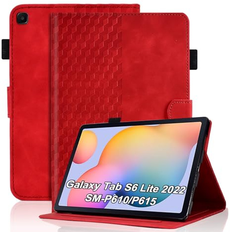 Vkooer Funda para Samsung Galaxy Tab S6 Lite 10.4 2022/2020 Carcasa SM-P610/P613/P615/P619 Smart Flip Case Samsung Tab S6 Lite Tableta Funda Protectora con Soporte y Auto-Sueño/Estela - Rojo