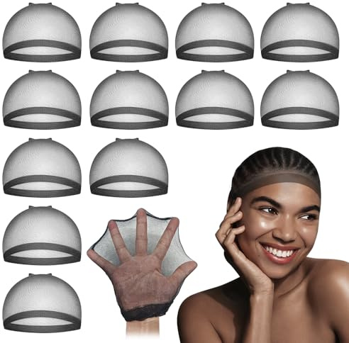 Dreamlover Gorros de Pelucas Transparente y Transpirable, Redecilla Peluca HD Alta Definición, Negro 12 Piezas