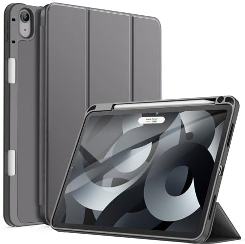 JETech Hülle für iPad Air 11 Zoll M3/M2 (2025/2024), iPad Air 5/4 (10,9-Zoll, Modell 2022/2020, 5./4. Generation) mit Stifthalter, Dünne Tablet Schutzhülle mit Weicher TPU Rückseite (Space Grau)