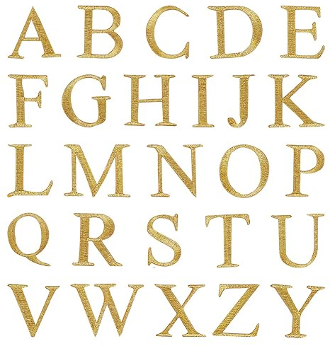 nbeads 26 STK. Stickerei Brief Patch, Stickerei Spitze Patch Dekorative Applique zum Aufnähen Metallic Applique für Handwerk Kleid Dekoration Reparatur Kleidung Rucksack, Gold