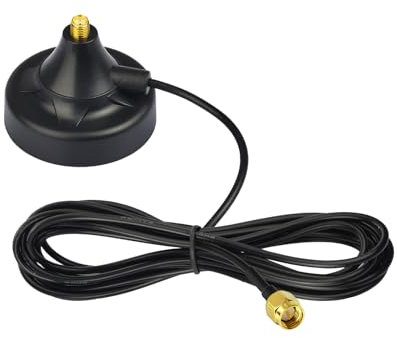 Superbat Antenna 2.4GHz WiFi/GSM/3G/4G LTE con Base Magnetica e Connettore SMA Femmina Con Cavo 3m
