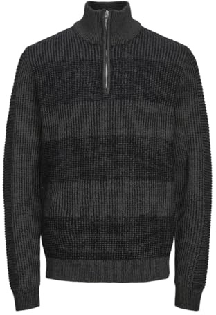 JACK&JONES PLUS herr Jjhugo stickad halv dragkedja pls stickad tröja, svart, 4XL